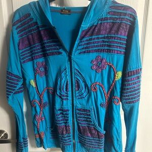 Rising International. XL Embroidered zippered sweatshirt.